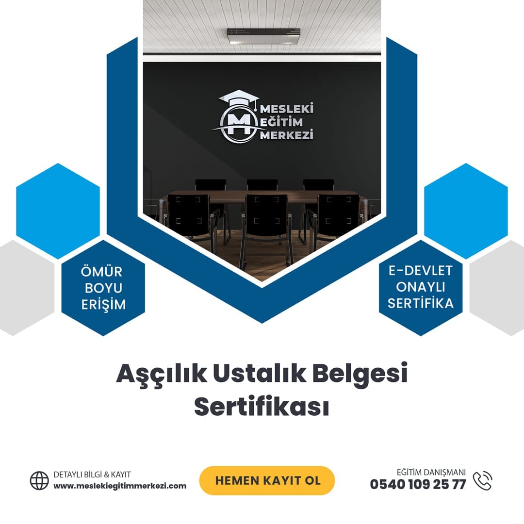 Aşçılık Ustalık Belgesi Sertifikası